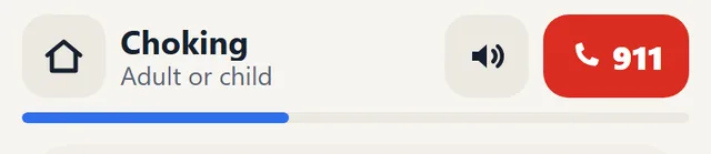 The top of every step screen: home button, sound button and a red 911 button